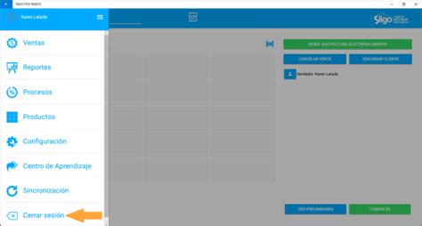 Cerrar sesión en el POS instalado Portal de Clientes Siigo Software