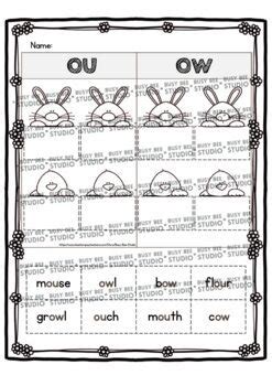 SPRING Vowel Diphthongs Sort OU OW Cut And Paste Worksheets TPT