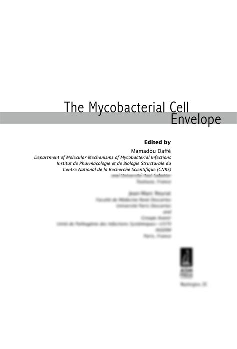 Solution The Mycobacterial Cell Envelope Studypool