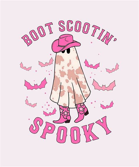 Boot Scoot Spooky Png Pink Western Ghost Png Retro Halloween Etsy