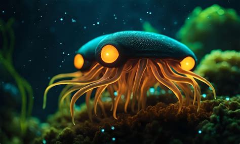 Premium AI Image | Bioluminescent Creatures of the Deep Sea