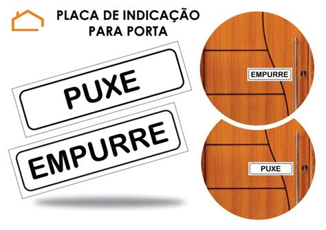 Placa de Sinalização Indicação Puxe Empurre Plus Art Placa de