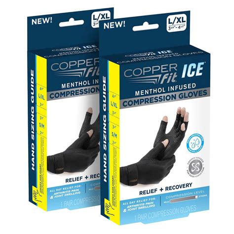 Copper Fit Ice Gloves Pairs Small Medium Walmart