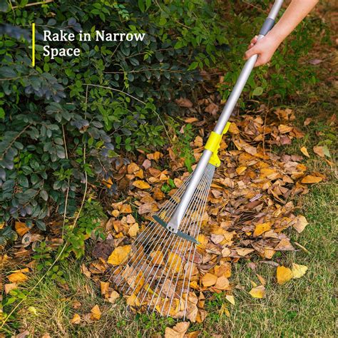 Jardineer Cm Telescopic Garden Leaf Rake Tools Adjustable Metal Rake