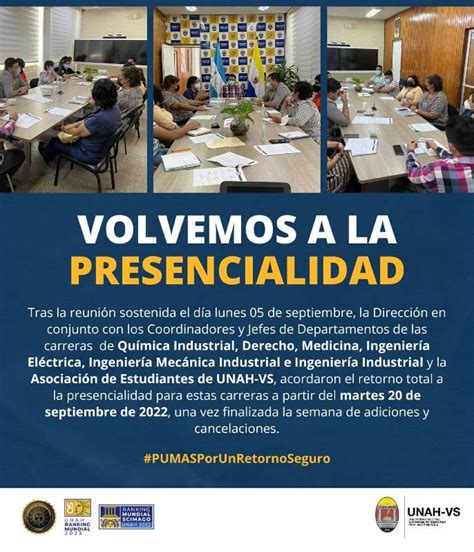 Unah Vs Anuncia Retorno A Clases Presenciales El De Septiembre