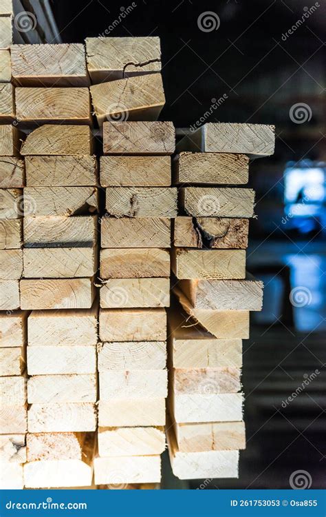 Stack Of Cut Lumber Wood In A Lumber Factory Stock Image Image Of