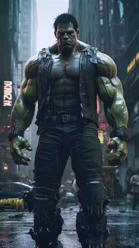 The Incredible Hulk From The Avengers Movie Is Standing In The Rain