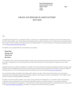 Fillable Online Graduate Assistantship Letter Fax Email Print PdfFiller