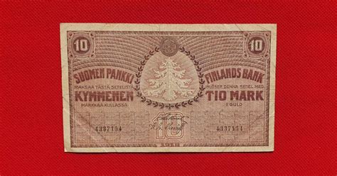 10 марок Suomen Pankki Finlands Bank 1918 год республика