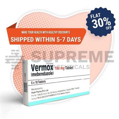 Mebendazole Vermox 500 Mg Tablets Box With Strips At Rs 84stripe In