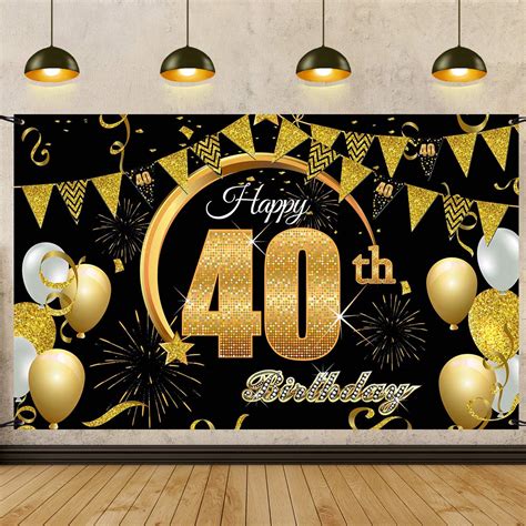 Buy Th Birthday Decorations Backdrop X Black And Gold Happy