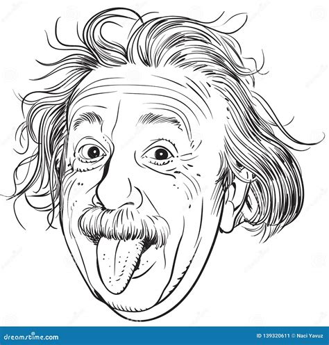 Albert Einstein Portrait, Line Art Illustration Stock Vector - Illustration of history ...