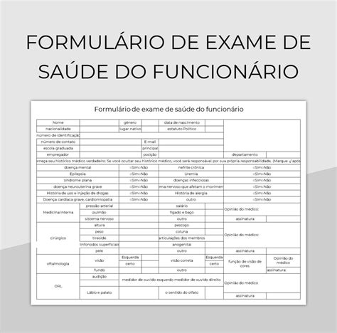 Planilhas Formul Rio De Exame De Sa De Do Funcion Rio Excel E Edi O On