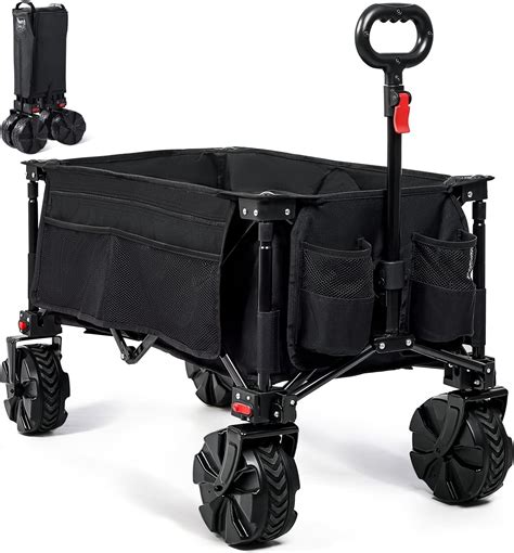 Timber Ridge Folding Trolley Cart Detachable Big Wheels 100kg Capacity