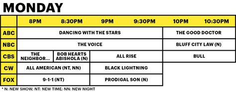 2019 2020 Fall Broadcast Schedule