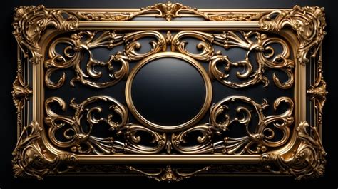 Premium Photo Golden Rectangular Frame On A Black Background