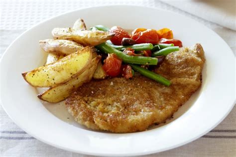 Chicken Schnitzel With Spicy Wedges Recipe Au