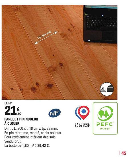 Promo Parquet Brut Chêne Massif Parquet Pin Brut Noueux chez