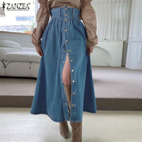 Celmia Zanzea Korean Style Women S Fashion Denim Skirt High Waisted