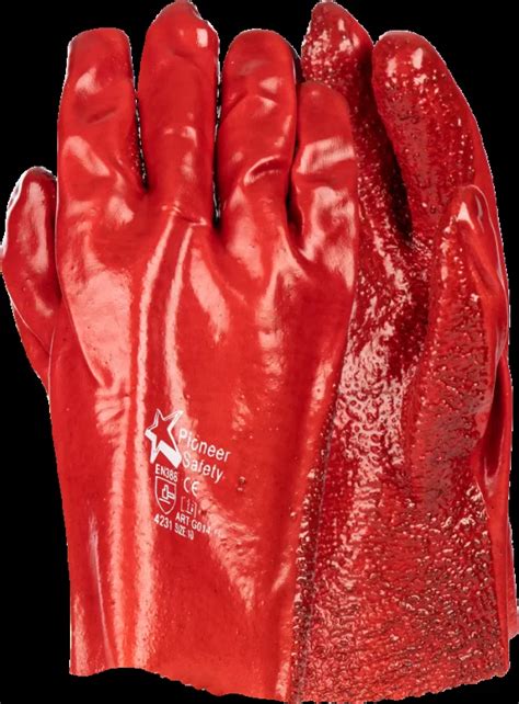 Pvc Red Glove Cm Rough Palm Broadquip Industrials