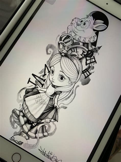 Pin On Art In Alice And Wonderland Tattoos Dark Disney Tattoo