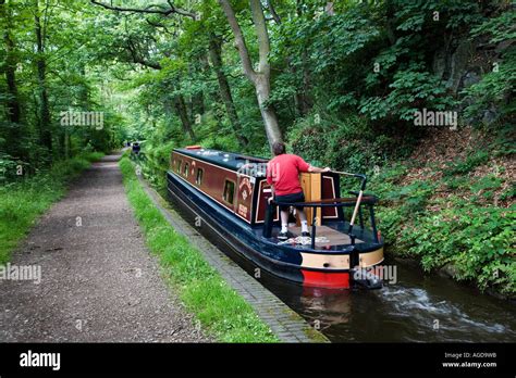 Narrowboat Approaching Llangollen On The Narrows On The Llangollen