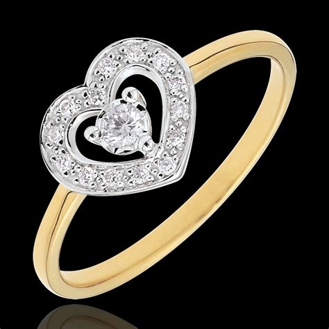 Bague Coeur Tiphanie Deux Ors Or Blanc Et Or Jaune 9 Carats