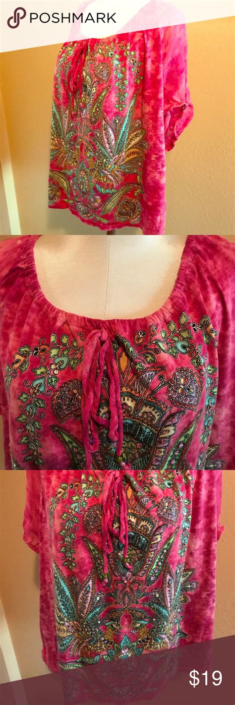 Dress Barn Top X Pink Boho Embellishment Clothes Design Shopping