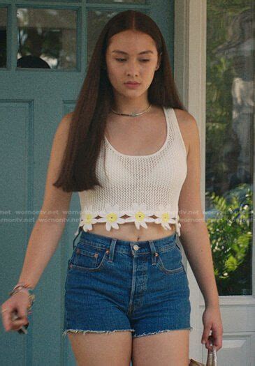 Bellys White Floral Crochet Top And Denim Shorts On The Summer I