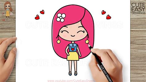 How To Draw A Cute Girl Easy Drawings Youtube