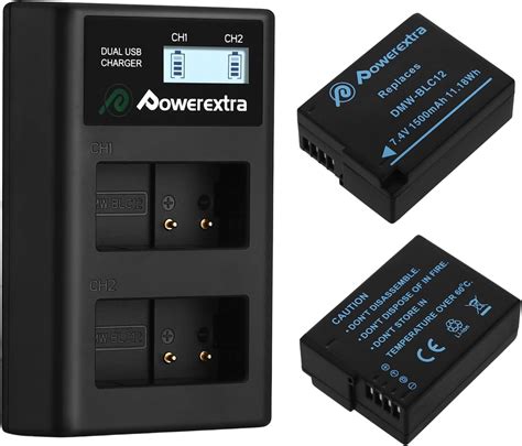 Powerextra St Ck Ersatzakku F R Panasonic Dmw Blc E Und Lcd Dual