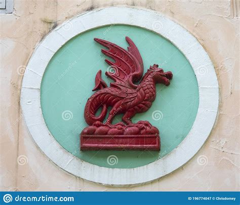 Symbol Of The Welsh Dragon In Portmeirion North Wales Stock Image