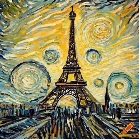 Artistic Depiction Of The Eiffel Tower In Van Gogh Style