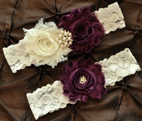 Plum Wedding Garter Bridal Garter Set By Somethingnewdesigns