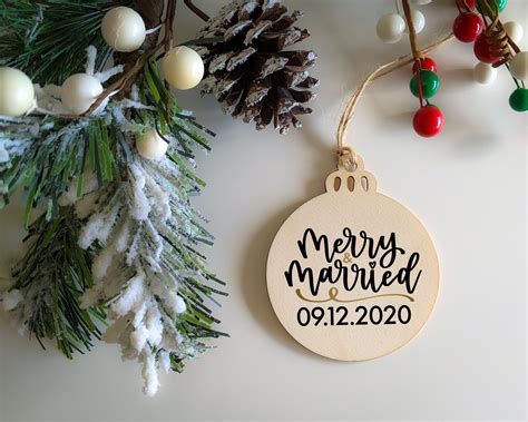 Custom Merry And Married Wood Ornament Christmas Decoration Etsy