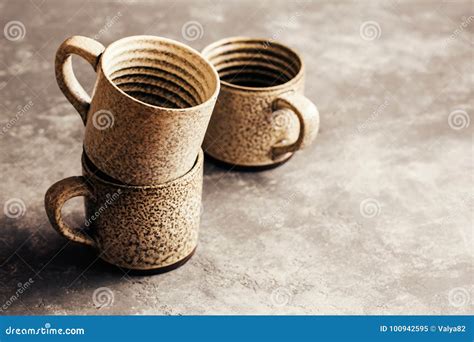 Empty Ceramic Coffee Mugs Stock Image Image Of Clean 100942595