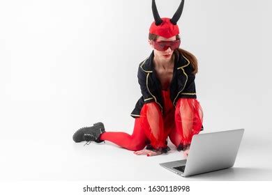 Sexy Brunette Woman Red Tights Black Stock Photo Shutterstock