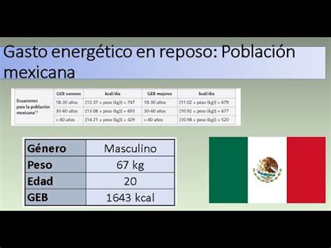 Calcula tu gasto energético en reposo en excel Población mexicana