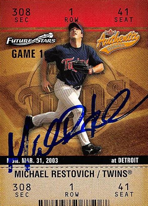 Michael Restovich Autographed Baseball Card Minnesota Twins