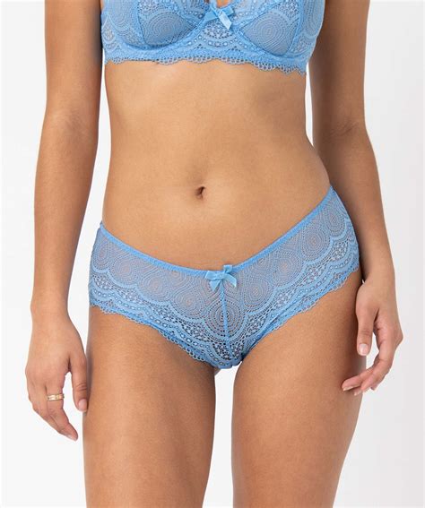 Shorty En Dentelle Et Tulle Femme Lot De Bleu Gemo