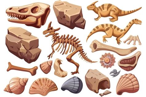 Premium Photo Illustration Of Dinosaur Fossils In Stone Sections