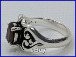 James Avery Sterling Silver Scrolled Heart Ring Red Garnet Size Free