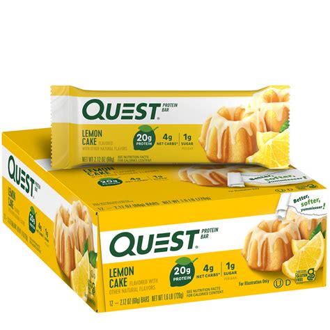 Quest Protein Bar High Protein Keto Friendly Lemon Cake 12 Count