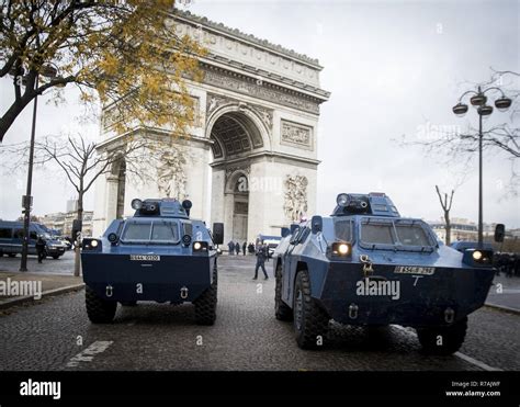 Paris France Th Dec Prostesters Go On Their Knees During The