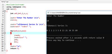 Write A Program To Print Fibonacci Series In C Example