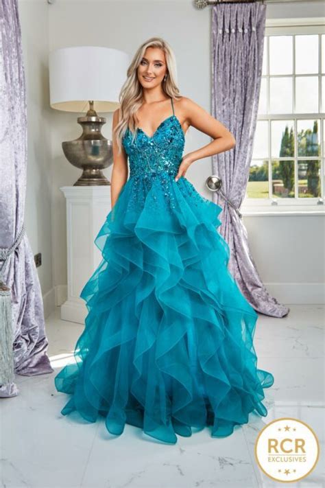 Sky Teal Ballgown Prom Dress Red Carpet Ready