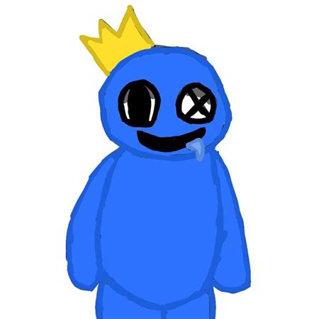 A Blue Cartoon Character With A Crown On His Head