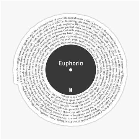 Bts Euphoria Lyric Vinyl Black Sticker For Sale By Llio Made This Redbubble