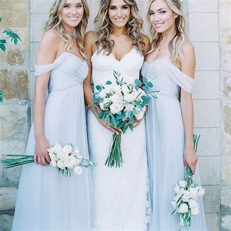 Pale Blue Bridesmaid Dress Mismatched Bridesmaid Dresses Chiffon Off The Shoulder Bridesmaid