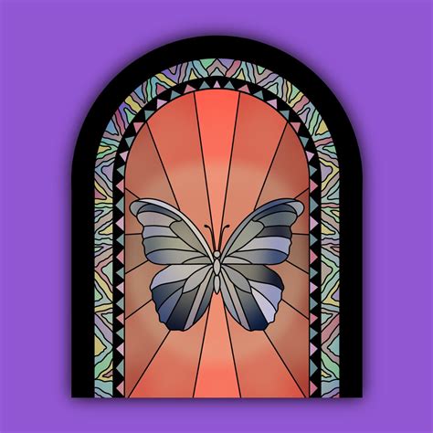 Blue Butterfly Stained Glass Sticker Etsy